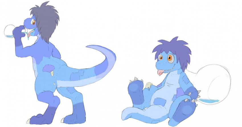 2019 256:135 animate_inanimate anthro anthro_to_inanimate before_and_after digitigrade dinosaur extinct flask inanimate_transformation kyrio kyrio_the_raptor_(kyrio) living_plushie male plushie prehistoric_species reptile scalie simple_background solo tail thick_tail tongue tongue_out transformation white_background