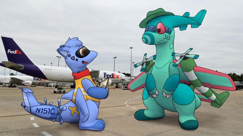 2022 aircraft airplane airplane_dragon ambiguous_gender animate_inanimate anthro beady_eyes blue_body brown_eyes chris_(crizbn) claws clipboard clothed clothing crizbn duo eye_contact finger_claws flygon frown generation_3_pokemon green_clothing green_hat green_headwear hat headgear headwear holding_clipboard holding_object horn living_aircraft living_airplane living_machine living_vehicle looking_at_another machine male_(lore) nintendo open_mouth photo_background photography_(artwork) plane_wings pokemon pokemon_(species) propellers red_sclera shiny_pokemon vehicle wearing_hat white_sclera