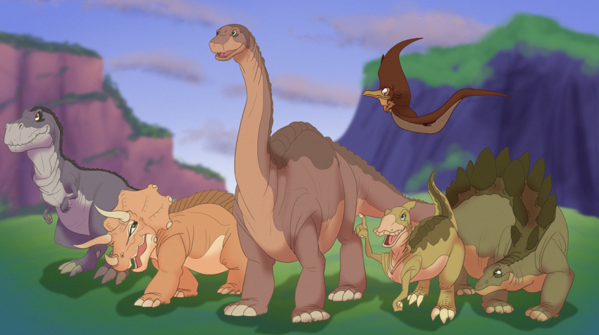 aged_up apatosaurus cera_(the_land_before_time) ceratopsian chomper_(the_land_before_time) dinosaur diplodocid dj_coulz don_bluth ducky_(the_land_before_time) female feral flying frill_(anatomy) group hadrosaurid littlefoot male ornithischian ornithopod petrie prehistoric_species pteranodon pteranodontid pterosaur reptile saurolophus sauropod sauropodomorph scalie spike_(the_land_before_time) spikes spikes_(anatomy) stegosaurian stegosaurus the_land_before_time theropod thyreophoran triceratops tyrannosaurid tyrannosauroid tyrannosaurus tyrannosaurus_rex