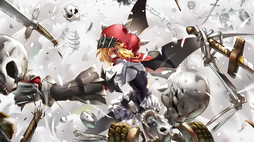 blonde_hair bobomaster hat pixiv_fantasia red_eyes skull sword weapon wings