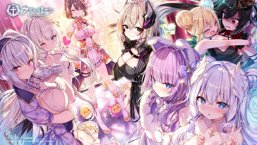 >_< +_+ 6+girls ;o albacore_(azur_lane) albacore_(muse)_(azur_lane) animal_ears animal_hands armband asymmetrical_sleeves azur_lane baltimore_(azur_lane) baltimore_(muse)_(azur_lane) belt black_bustier black_corset black_dress black_gloves black_ribbon blonde_hair blowing_kiss blue_eyes boots bottle bow breast_hold breasts brown_eyes brown_hair center_frills cleavage cleavage_cutout closed_eyes clothing_cutout coat commentary_request corset crossed_bangs dido_(azur_lane) dido_(muse)_(azur_lane) double_bun dress elbow_gloves fake_animal_ears framed_breasts frilled_hairband frills from_below from_side full_body gloves green_vest hair_bun hair_ornament hair_ribbon hairband hairbow hand_on_own_cheek hand_on_own_face hands_on_own_hips headgear headphones headset heart heart_belt holding holding_bottle hug huge_breasts idol idol_clothes illustrious_(azur_lane) illustrious_(muse)_(azur_lane) large_breasts le_malin_(azur_lane) le_malin_(muse)_(azur_lane) light_purple_hair long_hair long_sleeves looking_at_another looking_at_viewer manjuu_(azur_lane) medium_hair miniskirt multicolored_hair multiple_girls navel official_alternate_costume official_art one_eye_closed open_mouth orange_coat paw_gloves plaid plaid_dress pleated_skirt purple_bow purple_dress purple_eyes purple_hair red_eyes red_hair ribbon roon_(azur_lane) roon_(muse)_(azur_lane) scared second-party_source shaded_face shnva short_dress short_hair skirt sleeveless sleeveless_coat stage streaked_hair surprised sweatdrop taihou_(azur_lane) taihou_(muse)_(azur_lane) tashkent_(azur_lane) tashkent_(muse)_(azur_lane) two-tone_hair two-tone_ribbon underboob underboob_cutout v very_long_hair vest water_bottle wet wet_clothes white_armband white_belt white_dress white_footwear white_gloves white_hair white_ribbon white_skirt wide-eyed wing_hair_ornament x_hair_ornament