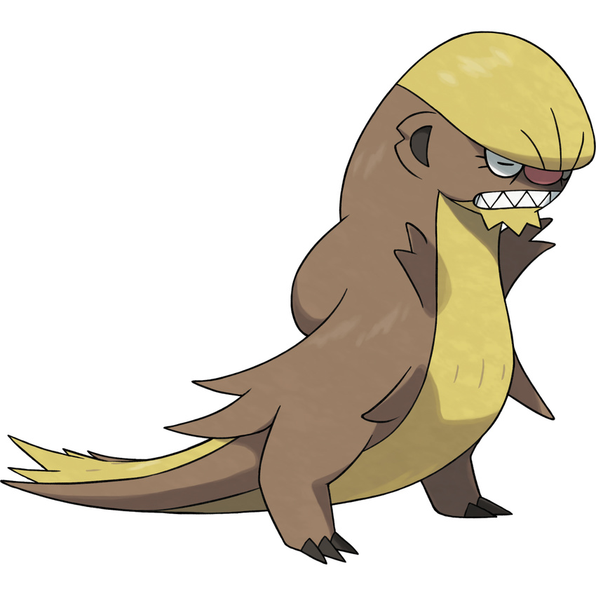 1:1 2016 alpha_channel ambiguous_gender arms_behind brown_body brown_fur feral fur generation_7_pokemon gumshoos hi_res nintendo official_art pokemon pokemon_(species) sharp_teeth simple_background solo teeth transparent_background unknown_artist yellow_body yellow_fur