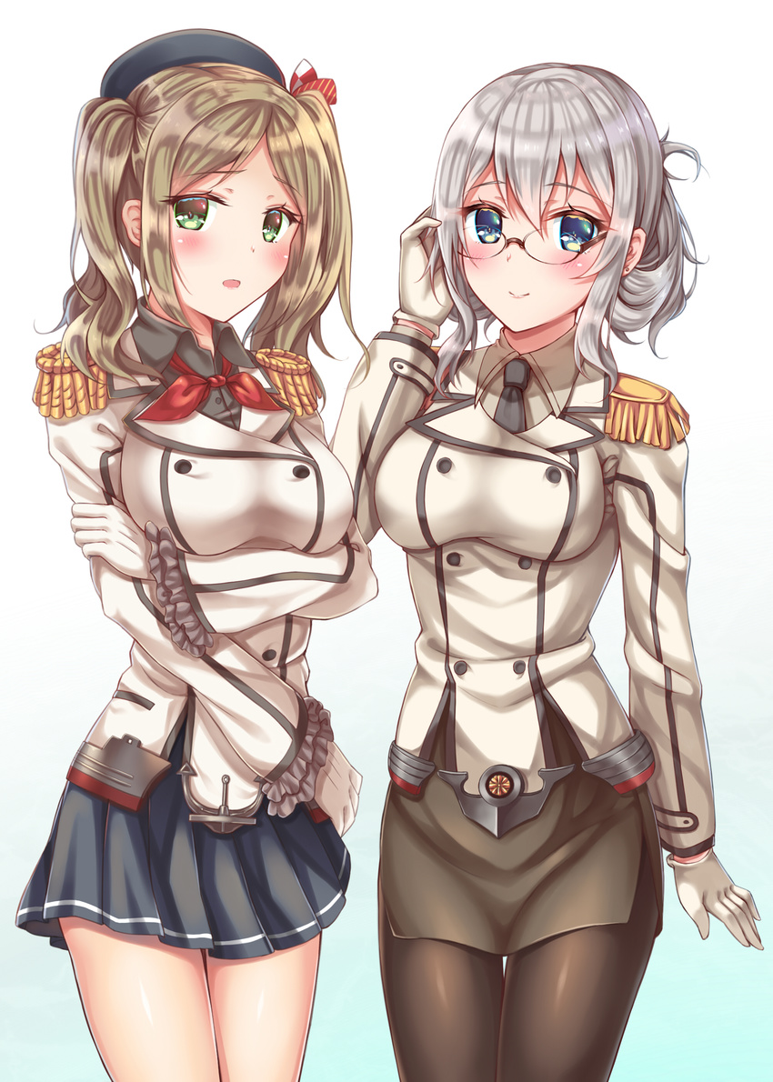 kantai_collection kashima_(kancolle) katori_(kancolle) megane pantyhose zhou_yu_(van)