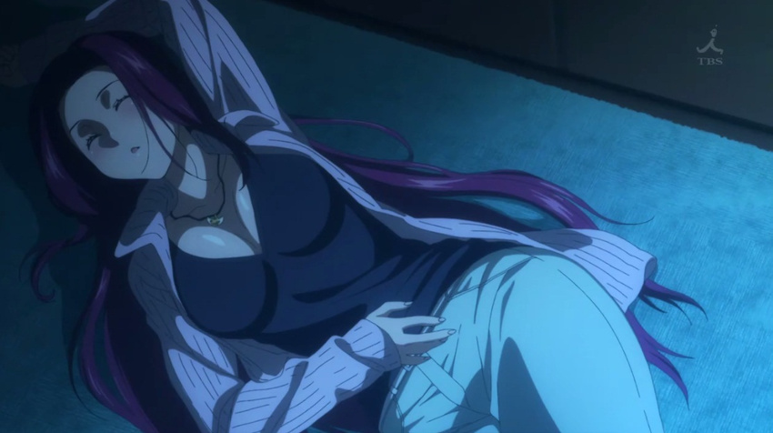 1_girl breasts large_breasts long_hair sakaki_ryouko shokugeki_no_souma sleeping