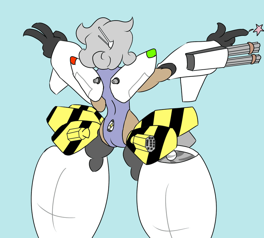 aircraft aircraft_humanoid android antennae_(anatomy) ass clothing female gun hi_res humanoid living_aircraft living_machine living_vehicle machine nassa not_furry ranged_weapon robot robot_humanoid simple_background solo sparkles swimwear tartaurus vehicle weapon