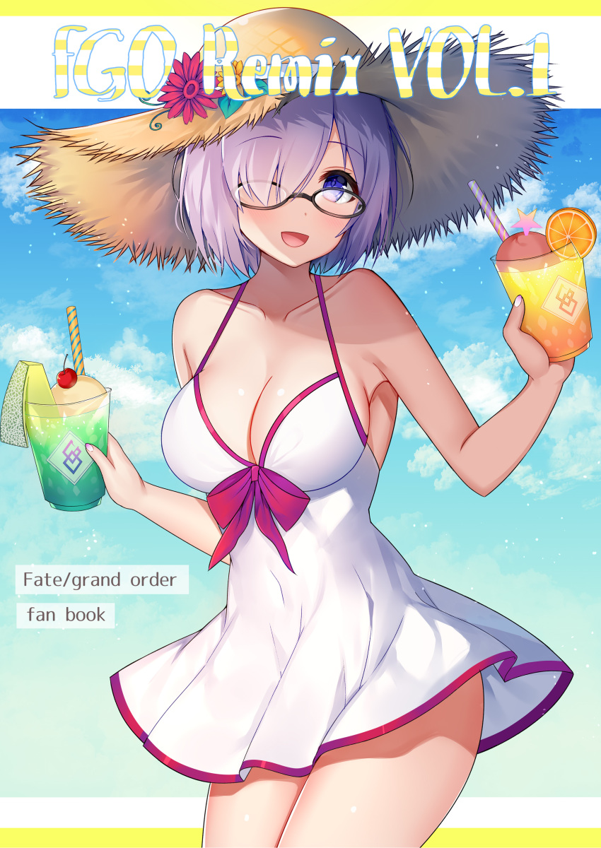 aozora_nan cleavage dress fate/grand_order mash_kyrielight megane