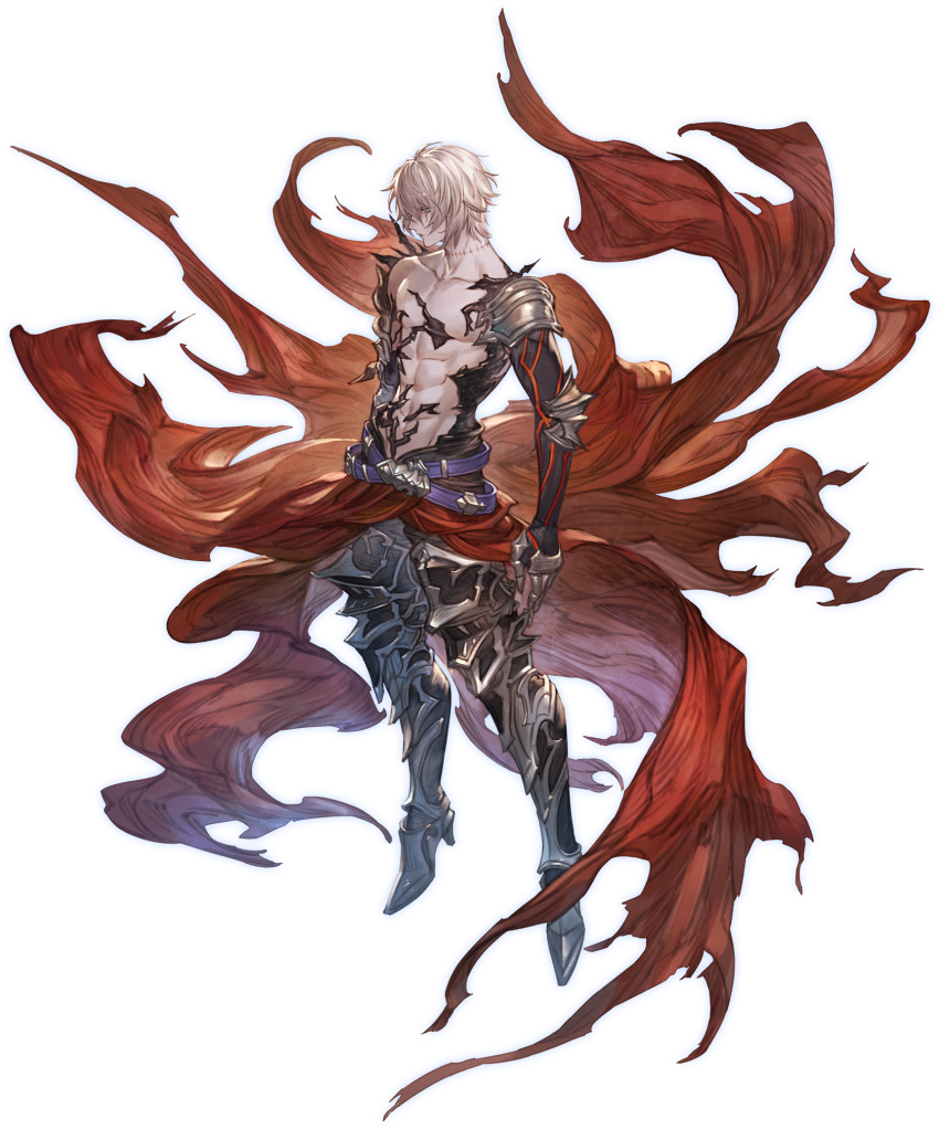 1boy armored_boots belt blonde_hair blue_eyes boots full_body gauntlets granblue_fantasy granblue_fantasy_versus:_rising high_heel_boots high_heels highres lucilius_(granblue_fantasy) male_focus official_art short_hair solo transparent_background