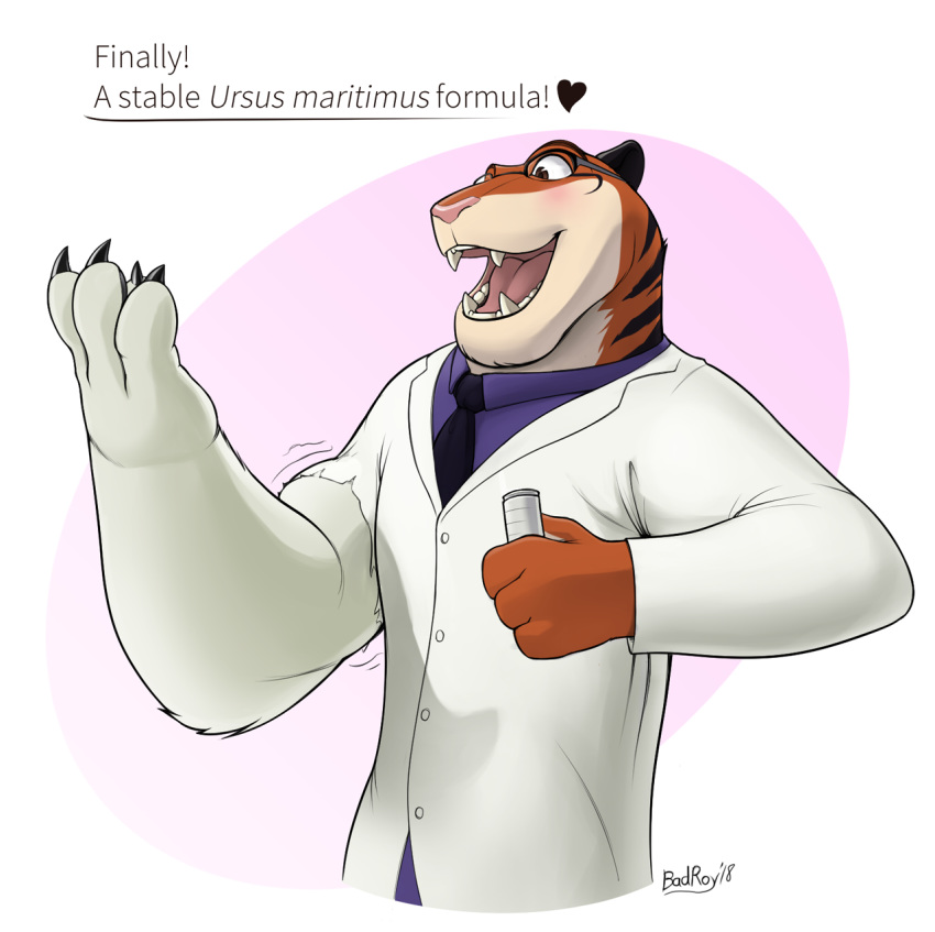 badroy bear disney dr._clawson fan_character felid formula hi_res male mammal pantherine solo teeth tiger transformation zootopia