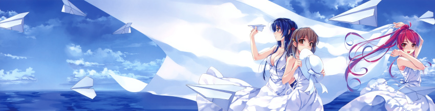 deep_blue_sky_&_pure_white_wings koga_sayoko misaki_kurehito miyamae_tomoka scan sky summer_dress tsuyazaki_kokage