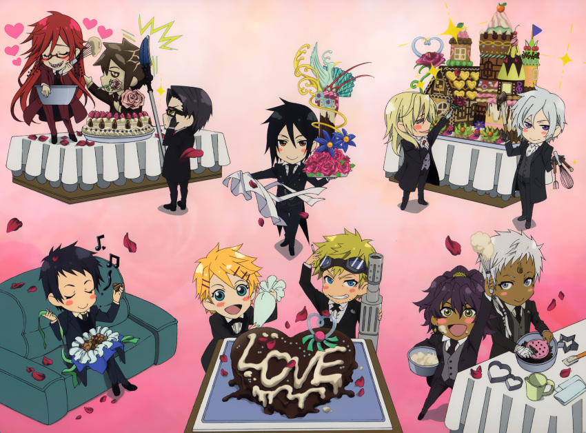 agni ash bard blush cake chibi finnian food glasses grell_sutcliff kuroshitsuji lau male scan sebastian_michaelis soma_asman_kadar william_t._spears