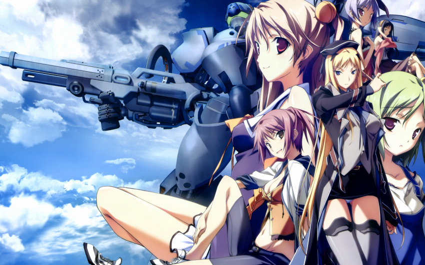 baldr_sky kirishima_rein mecha minazuki_makoto minazuki_sora nagisa_chinatsu nishino_aki panties sky underwear wakakusa_nanoha