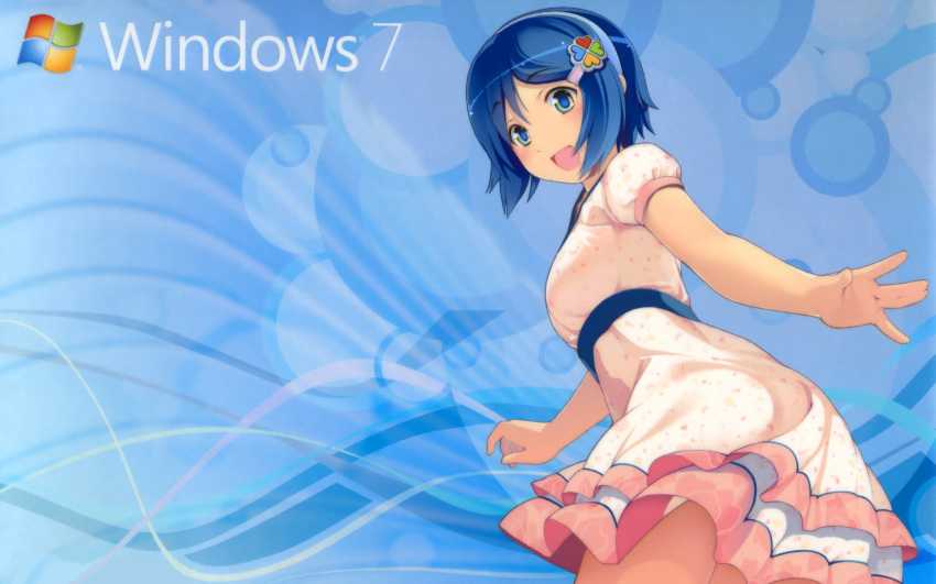 7 blue blue_eyes blue_hair dress madobe_nanami os-tan short_hair windows