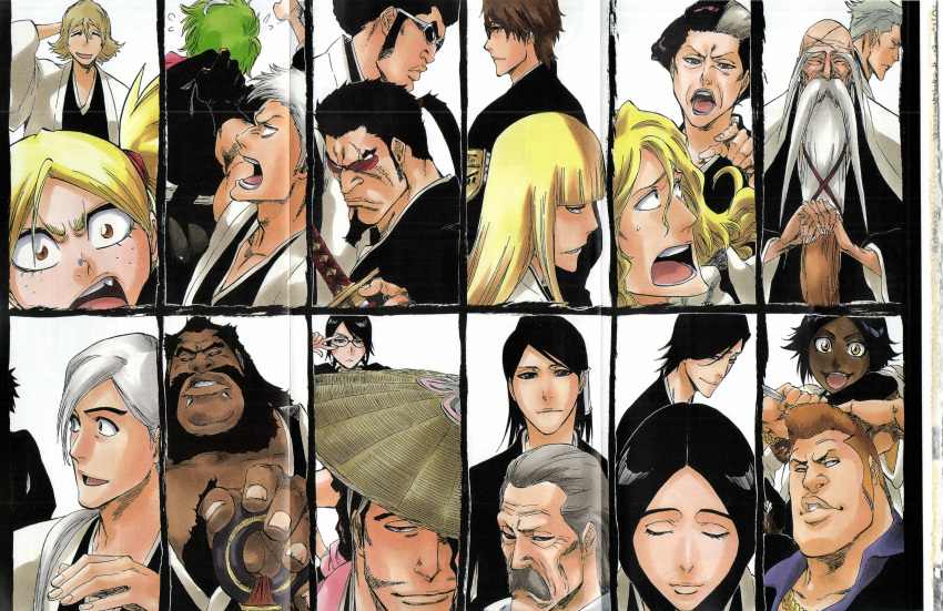 6+boys absurdres aikawa_love aizen_sousuke black_hair bleach bleach:_turn_back_the_pendulum blonde_hair braid character_chart chart front_braid highres hirako_shinji iba_chikane kiganjå_kenpachi kiganjï¾…æµ©kenpachi kiganj?_kenpachi kiganj_kenpachi kotsubaki_jinemon kubo_taito kuchiki_ginrei kuchiki_såjun kuchiki_sï¾…ç¶±un kuchiki_s?jun kuchiki_soujun kuna_mashiro kyoraku_shunsui kyouraku_shunsui muguruma_kensei multiple_boys multiple_girls oomaeda_marenoshin ootoribashi_roujuurou otoribashi_rojuro sarugaki_hiyori sasakibe_choujirou shihouin_yoruichi short_twintails simple_background single_braid ukitake_juushirou ukitake_jyuushirou unohana_retsu urahara_kisuke white_background white_hair yadoumaru_lisa yamada_seinosuke yamamoto-genryuusai_shigekuni yamamoto_genryuusai