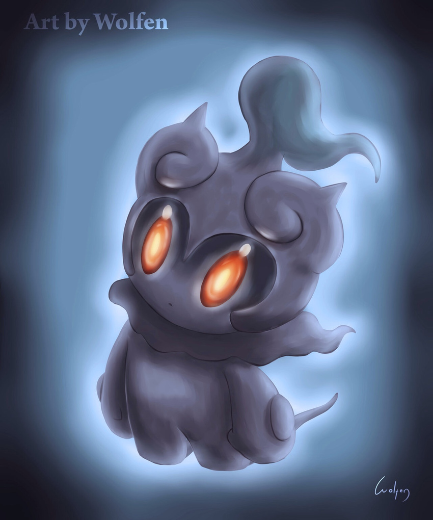 artist_name marshadow mythical_pokemon no_humans orange_eyes pokemon pokemon_(creature) pokemon_sm solo wolfen