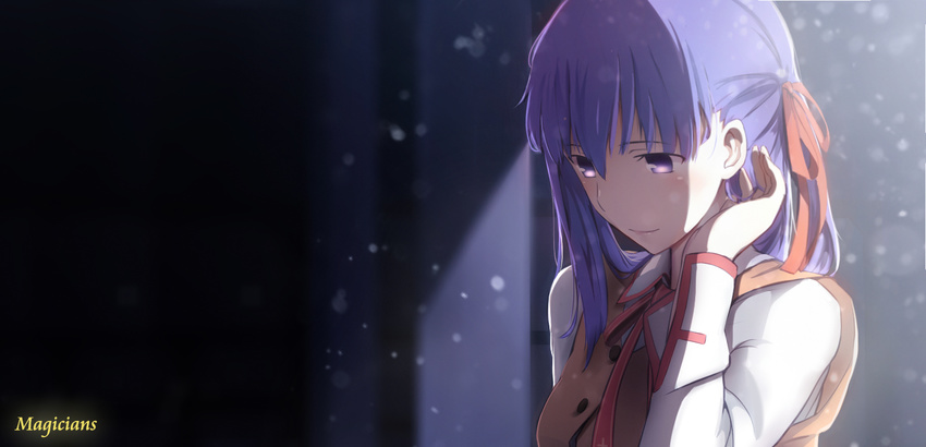 fate/stay_night long_hair magicians matou_sakura night purple_eyes purple_hair ribbons watermark