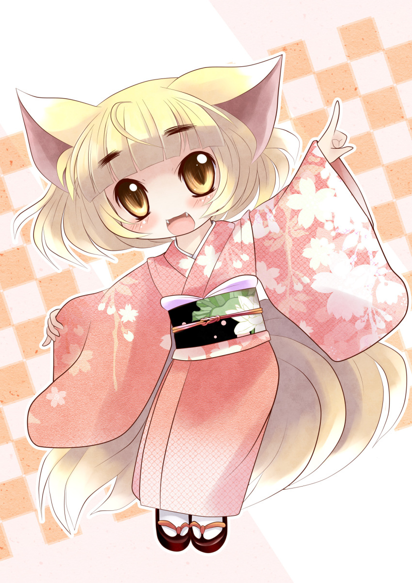 animal_ears commentary_request female fox_ears fox_tail highres japanese_clothes original photoshop_(medium) solo tail yume_shokunin