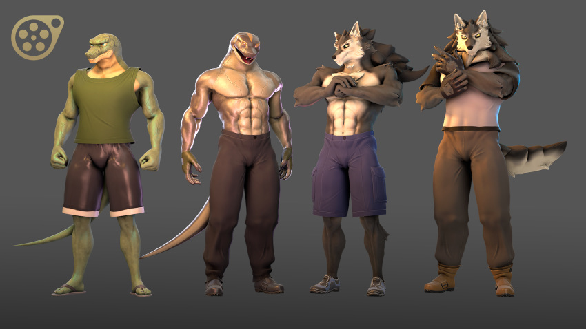 16:9 2018 3d_(artwork) canid canine canis clothed clothing digital_media_(artwork) group hi_res lizard lizard_(petruz) male mammal muscular muscular_male petruz petruz_(copyright) reptile scalie simple_background snake snake_(petruz) source_filmmaker_(artwork) widescreen wolf wolf_(petruz)