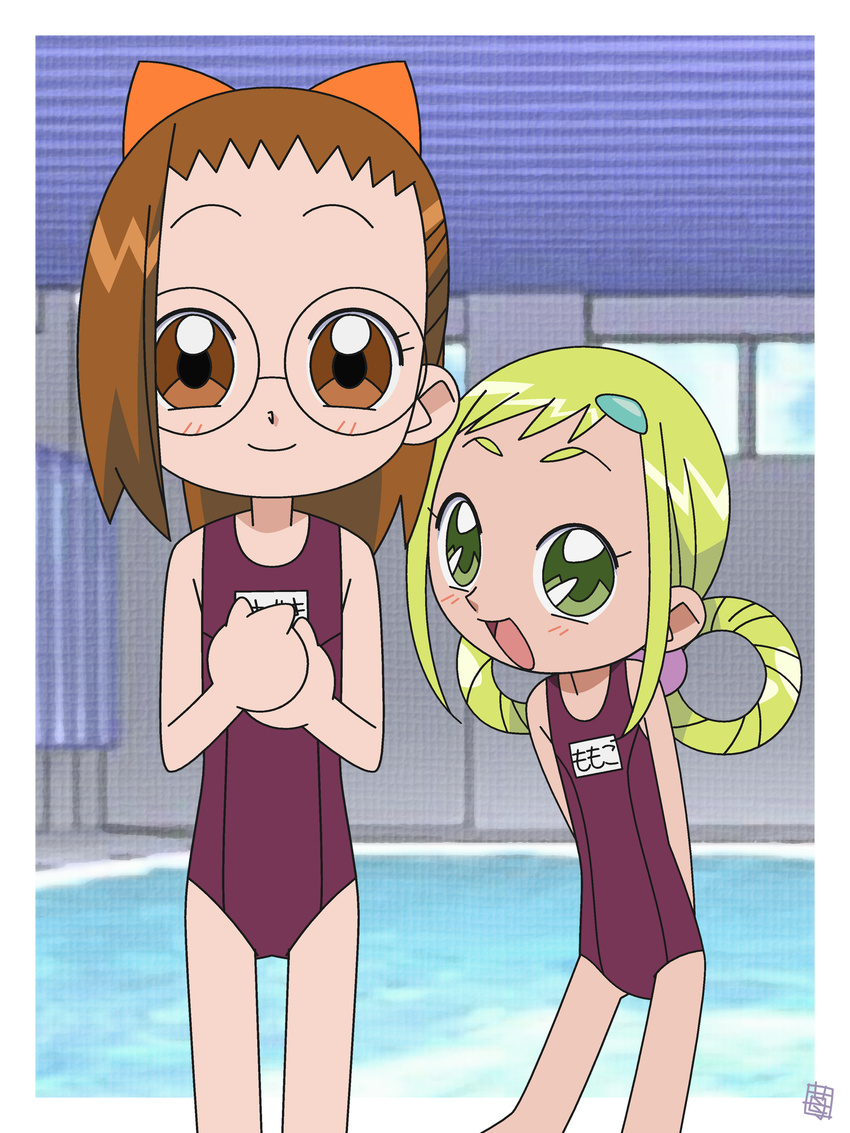 asuka_momoko blonde_hair brown_hair fujiwara_hazuki hatomugisan lolicon ojamajo_doremi swimsuit