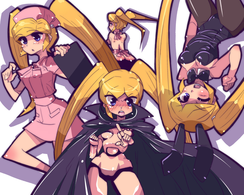 android animal_ears apron ass bad_id bad_pixiv_id blonde_hair blue_eyes cape female gamia_q mazinger_(series) mazinger_z naked_apron nurse one_eye_closed pantyhose playboy_bunny poshan rabbit_ears shin_mazinger_shougeki!_z-hen twintails