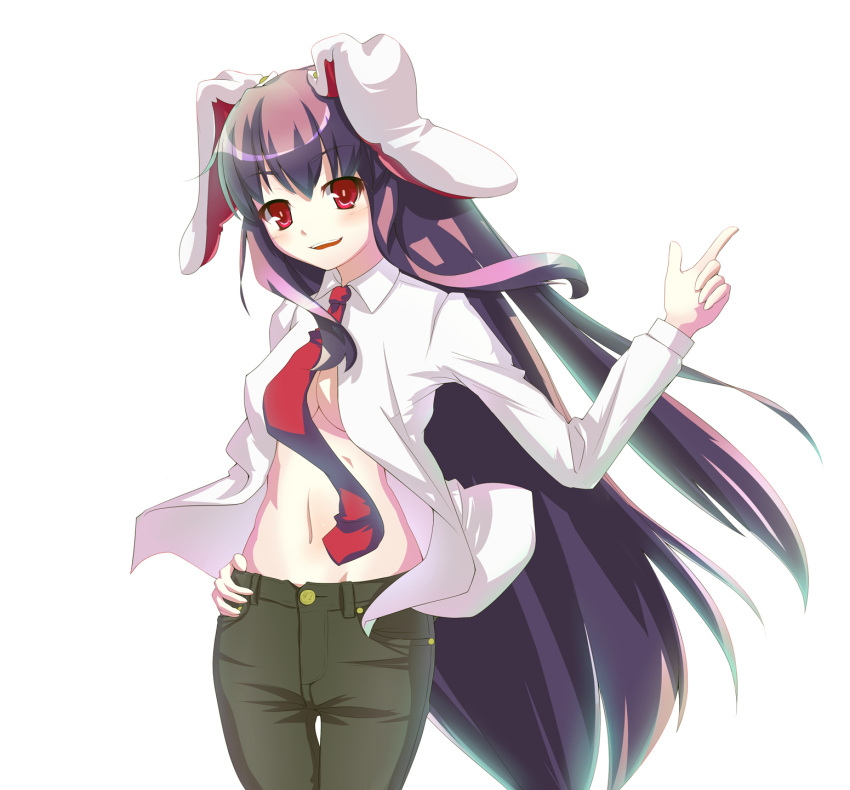 animal_ears bad_id bad_pixiv_id female highres long_hair necktie purple_hair rabbit_ears red_eyes red_necktie reisen_udongein_inaba solo tama_(speedgrapher) touhou