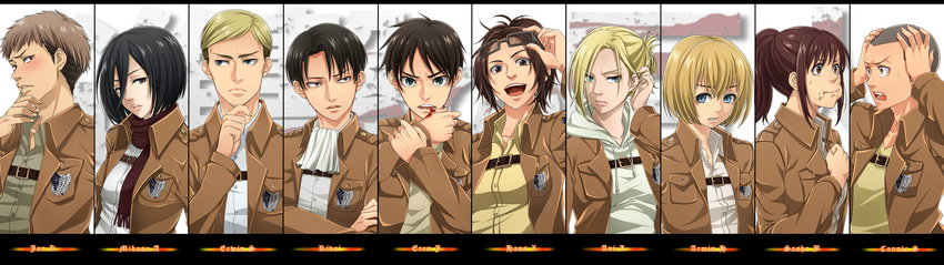 annie_leonhardt armin_arlelt blood connie_springer elbin_smith eren_jaeger hanji_zoe jean_kirschtein levi_(shingeki_no_kyojin) masami_chie megane mikasa_ackerman sasha_browse shingeki_no_kyojin