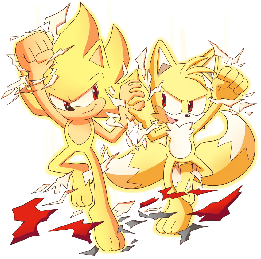 alpha_channel bare_hands barefoot canid canine clothing domestic_maid duo eulipotyphlan feet flying fox hand_holding hedgehog hi_res male mammal sega smile sonic_the_hedgehog sonic_the_hedgehog_(series) super_form super_sonic super_tails tails torn_clothing