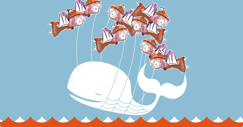 >_< 6+girls blush cast_a chibi clone closed_eyes commentary_request earrings fail_whale jewelry multiple_girls mystia_lorelei touhou twitter whale wings