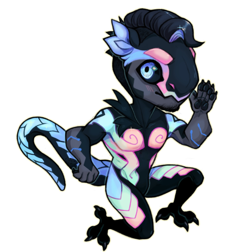 anthro artfight2024 chibi draconic greaserdemon hi_res hybrid male pastel_theme rainbow scalie team_stardust zero_pictured