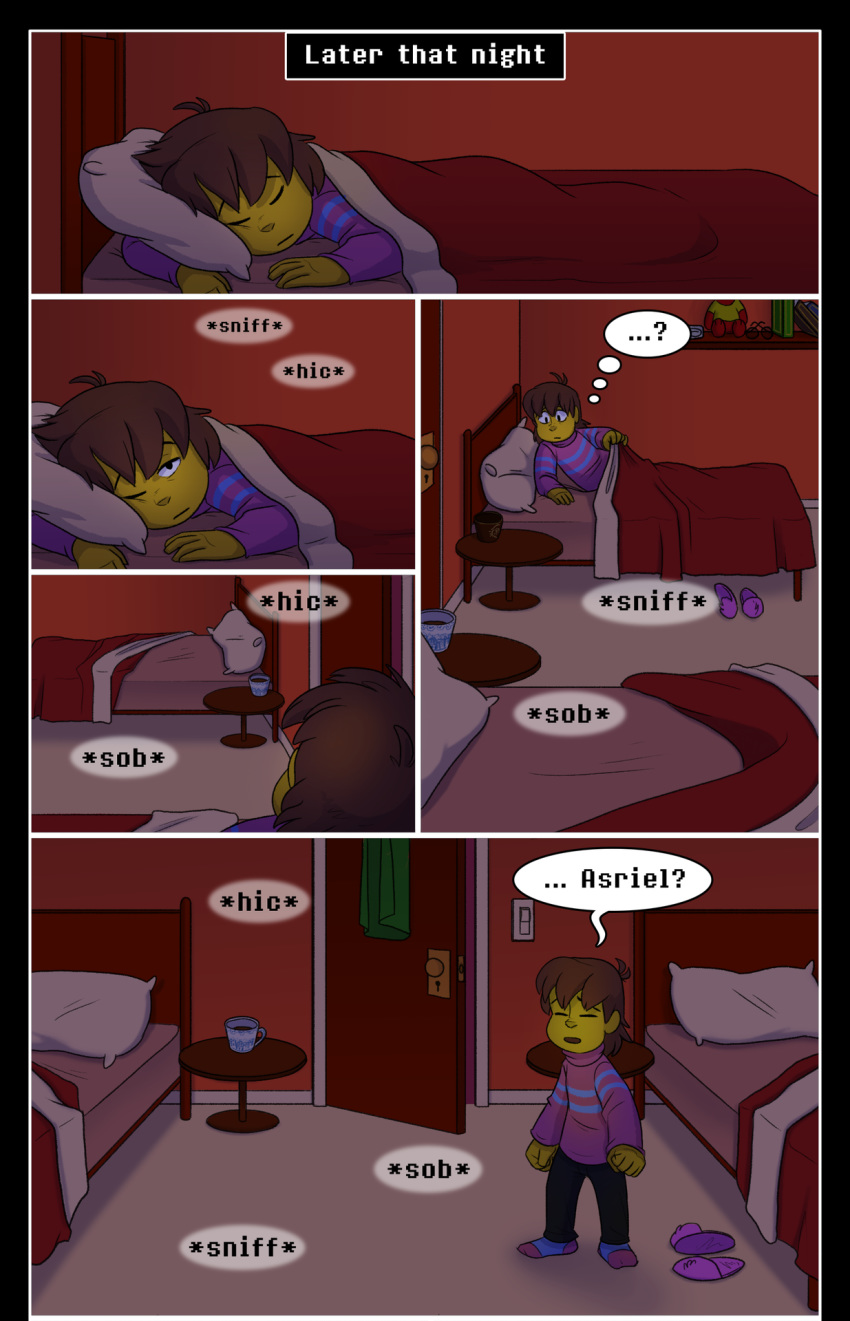 absolutedream bed bedroom dialogue english_text human mammal protagonist_(undertale) sleeping text undertale video_games