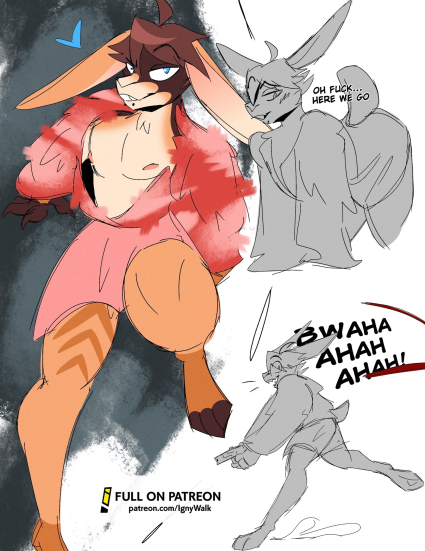 alternate_version_at_paywall anthro clothed clothing crossdressing cutaway dressing femboy fluffy hi_res keith_mcdollan_(walk-w-igny) lagomorph leporid male mammal mission piercing rabbit solo spy walk-w-igny