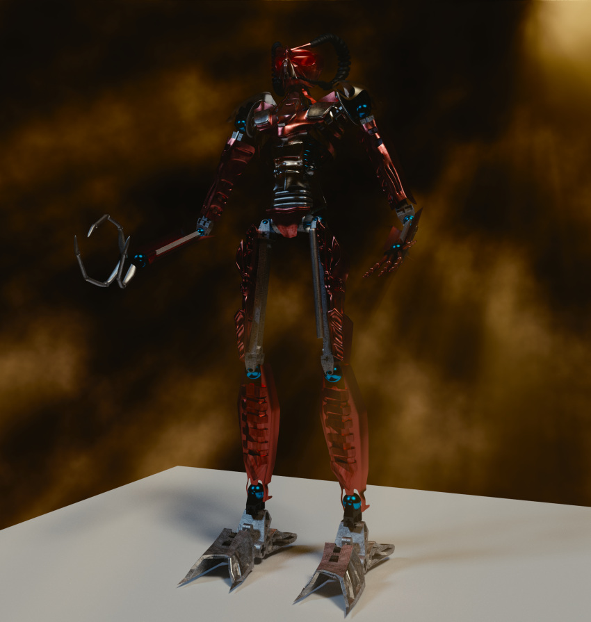 3d_(artwork) ambiguous_gender armor biomechanical bionicle blender_(artwork) claws creepypasta digital_media_(artwork) failsafe272 glowing glowing_eyes hi_res humanoid lego machine not_furry red_body red_eyes robot robot_humanoid sidorak silver_body solo tube