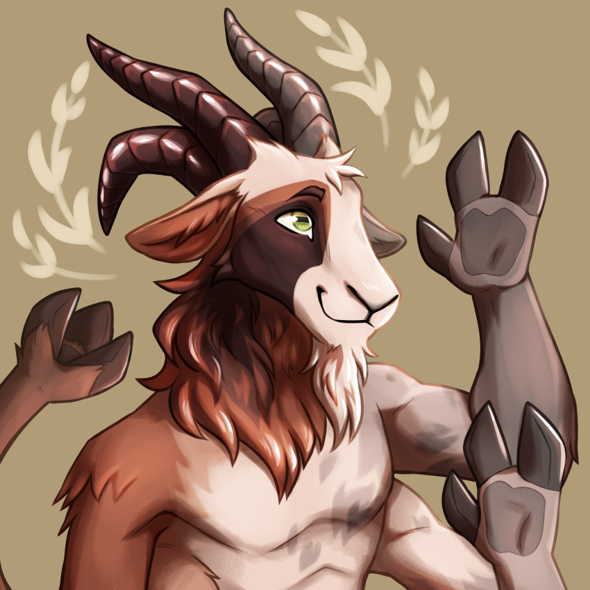 1:1 4_arms 4_pecs absurd_res anthro bovid caprine facial_hair goat goatee hi_res hooves horizontal_pupils horn hydra_hyena male mammal mane multi_arm multi_horn multi_limb multi_pecs multifur multifurry pecs prehensile_tail pupils solo tail tail_hand tavin_(snowygoat) unusual_anatomy unusual_tail