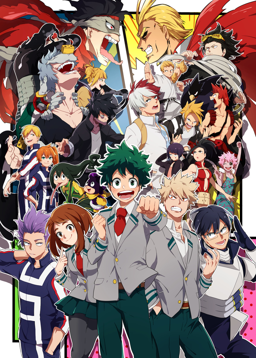 6+boys 6+girls aizawa_shouta akaguro_chizome all_might ashido_mina asui_tsuyu bakugou_katsuki blonde_hair boku_no_hero_academia dabi_(boku_no_hero_academia) everyone glasses highres iida_tenya jirou_kyouka kaminari_denki kayasamad kendou_itsuka kirishima_eijirou kurogiri long_tongue midoriya_izuku mineta_minoru monoma_neito multiple_boys multiple_girls ojiro_mashirao school_uniform shigaraki_tomura shinsou_hitoshi tagme todoroki_shouto toga_himiko tokoyami_fumikage tongue uraraka_ochako yaoyorozu_momo yellow_eyes