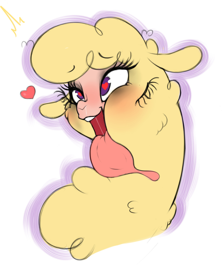 2023 aer0_zer0 ahe_gao alpaca big_tongue bodily_fluids bust_portrait camelid digital_drawing_(artwork) digital_media_(artwork) explicit_source fake_eyelashes female feral fur heart_eyes heart_symbol hi_res looking_pleasured mammal mind_break open_mouth paprika_paca_(tfh) portrait purple_eyes saliva saliva_string simple_background solo them's_fightin'_herds tongue tongue_out white_background wool_(fur) yellow_body yellow_fur yellow_wool