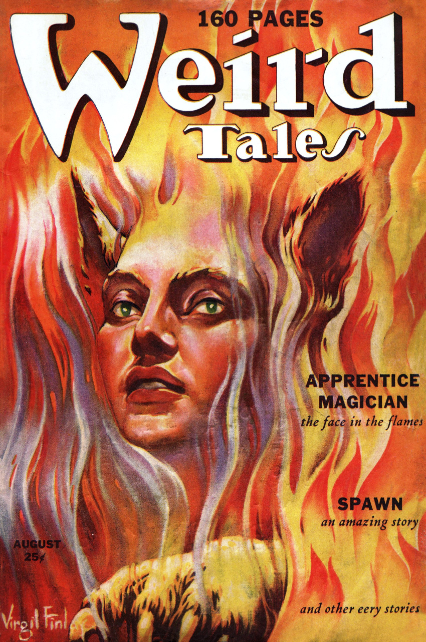 1939 20th_century absurd_res ancient_art claws cover eyebrows felid female fire hi_res humanoid magazine_cover mammal price_tag solo virgil_finlay weird_tales