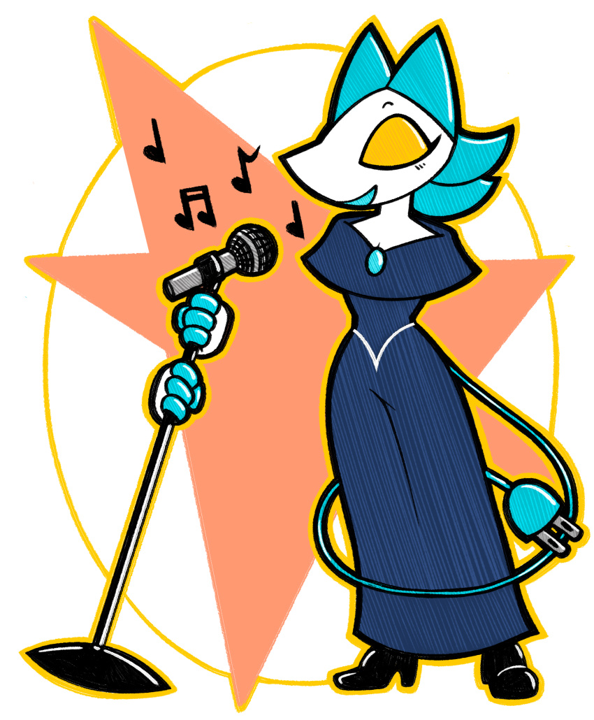 alpha_channel anthro avoid_posting blue_hair cable_tail darkner deltarune domestic_cat electrical_cord electrical_plug electrical_plug_tail electronics felid feline felis female hair hi_res humanoid machine mammal microphone musical_note robot singing snaxattacks solo tail tasque_manager undertale_(series)