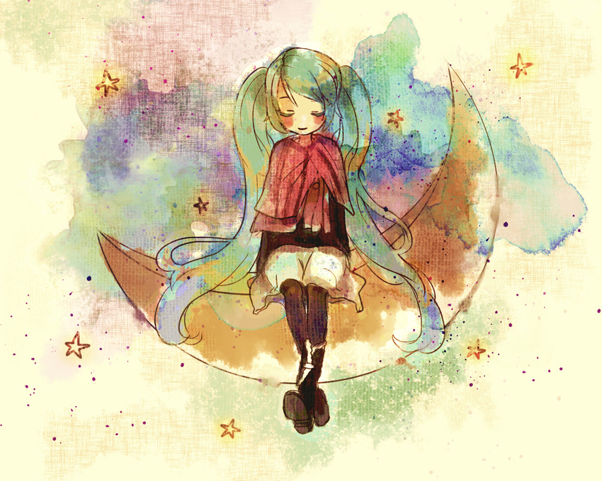 hatsune_miku kafuu moon stars twintails vocaloid