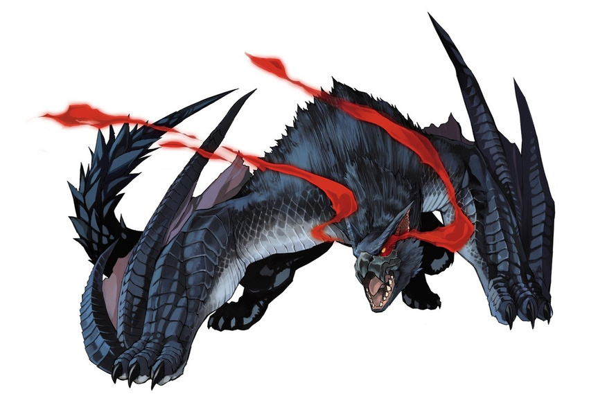 capcom mh monster monster_hunter nargacuga pseudowyvern red_eyes simple_background tail wyvern