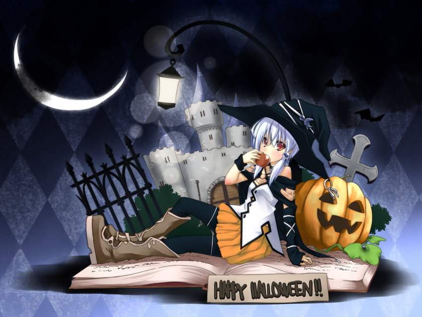 apple halloween hat jpeg_artifacts original witch yuuki_eishi