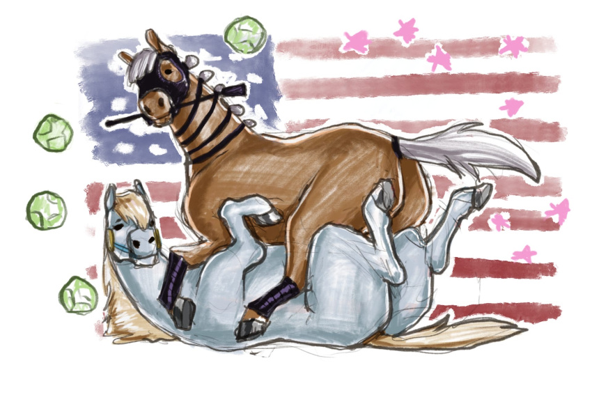 3:2 american_flag ass bondage bridle dirtyfox911911 duo equid equine female female/female feral hi_res horse jojo's_bizarre_adventure looking_at_viewer lying mammal mane mask on_back on_top petplay ponyplay riding_crop roleplay slow_dancer_(jjba) united_states_of_america valkyrie_(jjba) whip