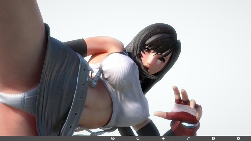 3d belt breasts enix erect_nipples female female final_fantasy final_fantasy_vii incise_soul lips m-rs midriff miniskirt navel open_mouth panties shirt skirt solo spread_legs square_enix suspenders tifa_lockhart underwear white_background white_shirt