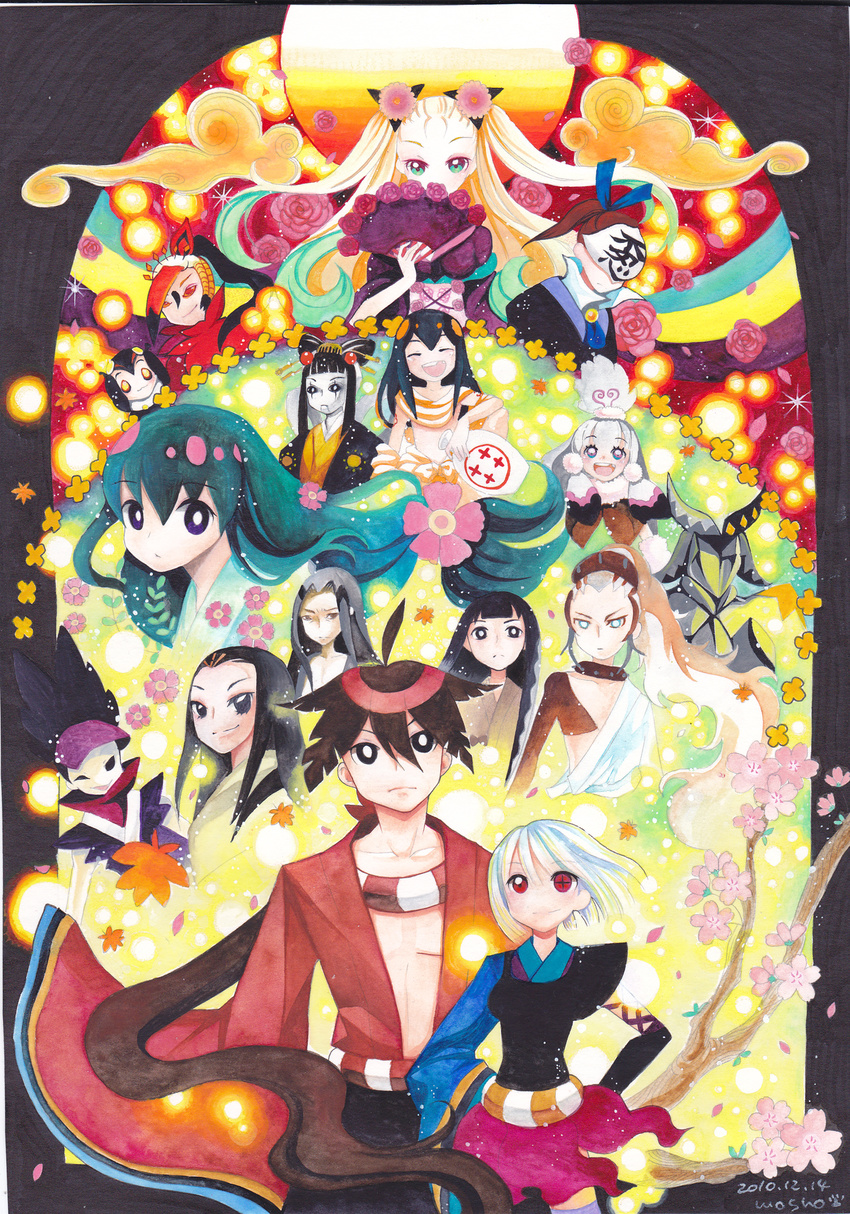 6+boys 6+girls azekura_kanara biyorigou colored_pencil_(medium) commentary_request dated everyone higaki_rinne highres hiteihime_(katanagatari) itezora_konayuki katanagatari kiguchi_zanki maniwa_houou maniwa_koumori maniwa_pengin mosho multiple_boys multiple_girls painting_(medium) sabi_hakuhei signature souda_emonzaemon togame traditional_media tsuruga_meisai uneri_ginkaku watercolor_(medium) yasuri_nanami yasuri_shichika