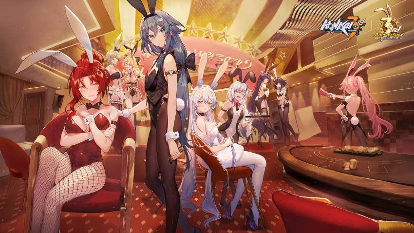 animal_ears aqua_eyes bianka_durandal_ataegina black_hair blonde_hair blue_eyes blush breasts brown_hair bunny_ears bunnygirl cleavage criin_(659503) fu_hua gray_hair group honkai_impact kiana_kaslana leotard logo long_hair murata_himeko pantyhose pink_hair ponytail purple_eyes raiden_mei red_eyes red_hair rita_rossweisse seele_vollerei short_hair tail theresa_apocalypse thighhighs white_hair yae_sakura yellow_eyes