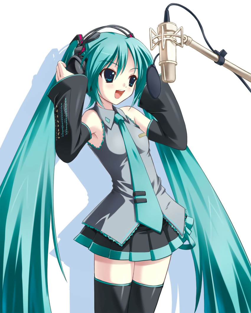 amino_kohaku hatsune_miku headphones thigh-highs vocaloid