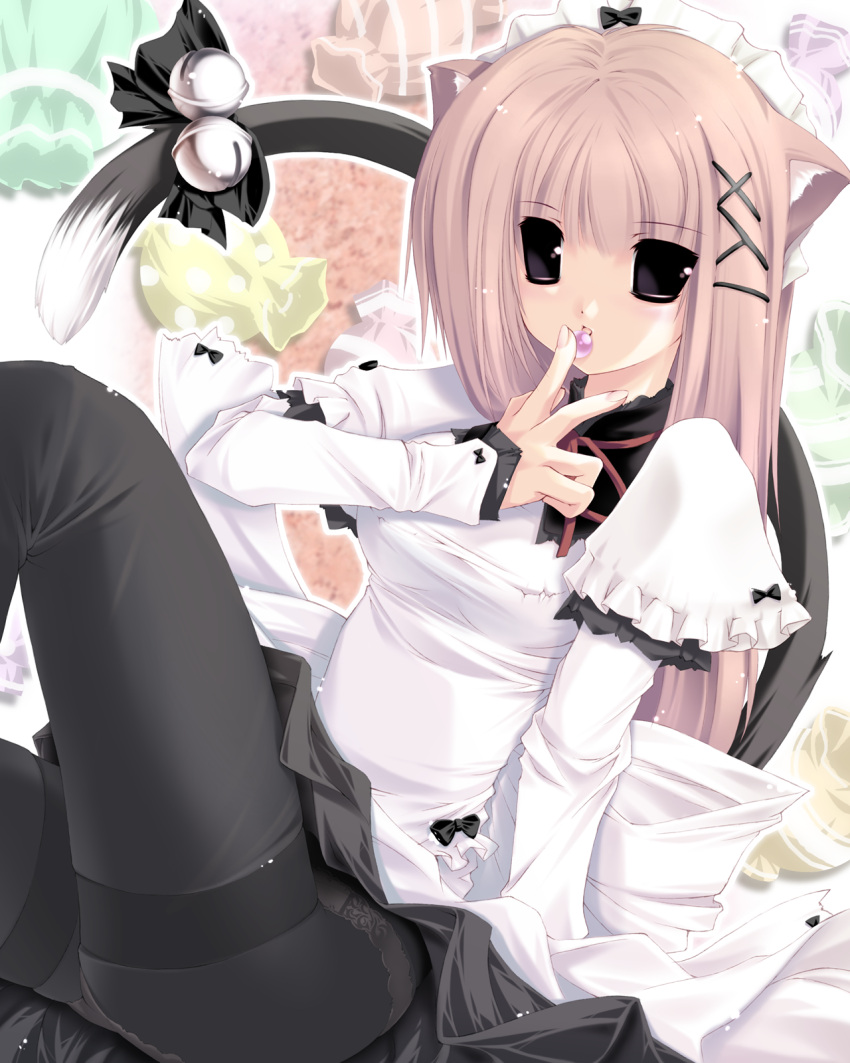 animal_ears cat_ears copyright_request female guilty_troop_factory highres jian long_sleeves maid pantyhose solo tail