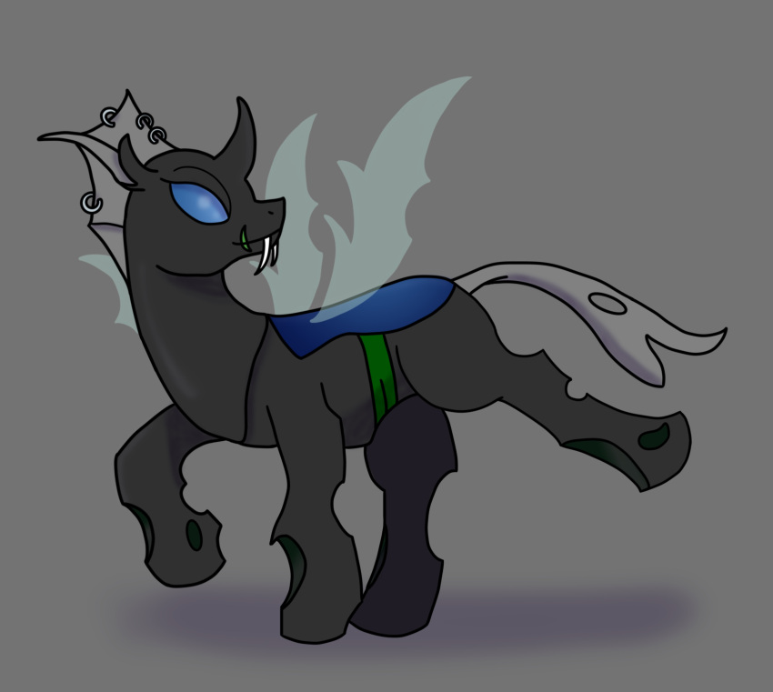 absurd_res arthropod black_body blue_eyes changeling evening_breeze exoskeleton facial_scar feral friendship_is_magic gumdreary hasbro hi_res hole_(anatomy) hooves insect_wings male my_little_pony piercing quadruped scar solo wings