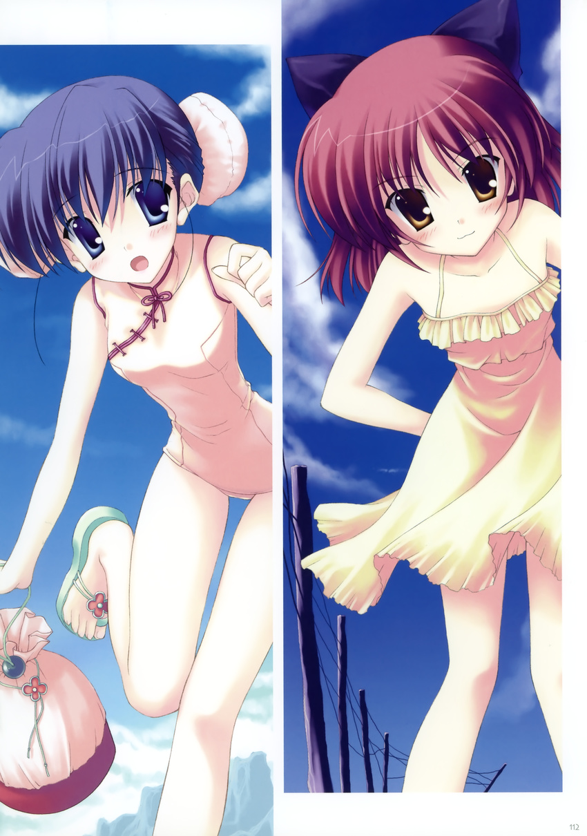 chinadress himeyuri_sango kousaka_tamaki nanao_naru summer_dress swimsuits to_heart