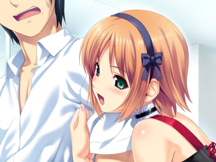 game_cg green_eyes koutaro minazuki_izumi orange_hair short_hair tropical_kiss