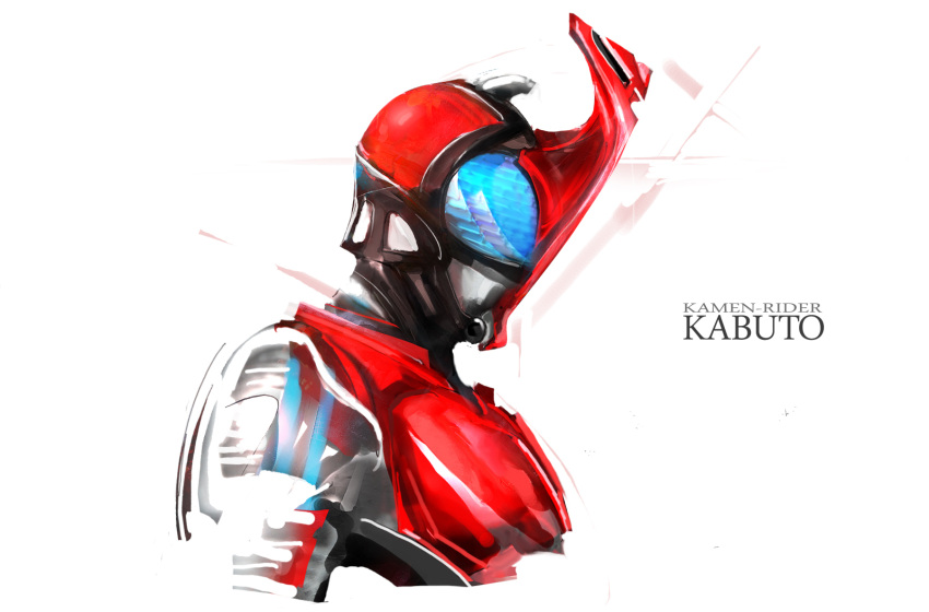 1boy commentary_request compound_eyes highres horns kamen_rider kamen_rider_kabuto kamen_rider_kabuto_(series) koyama_sousuke male_focus single_horn solo