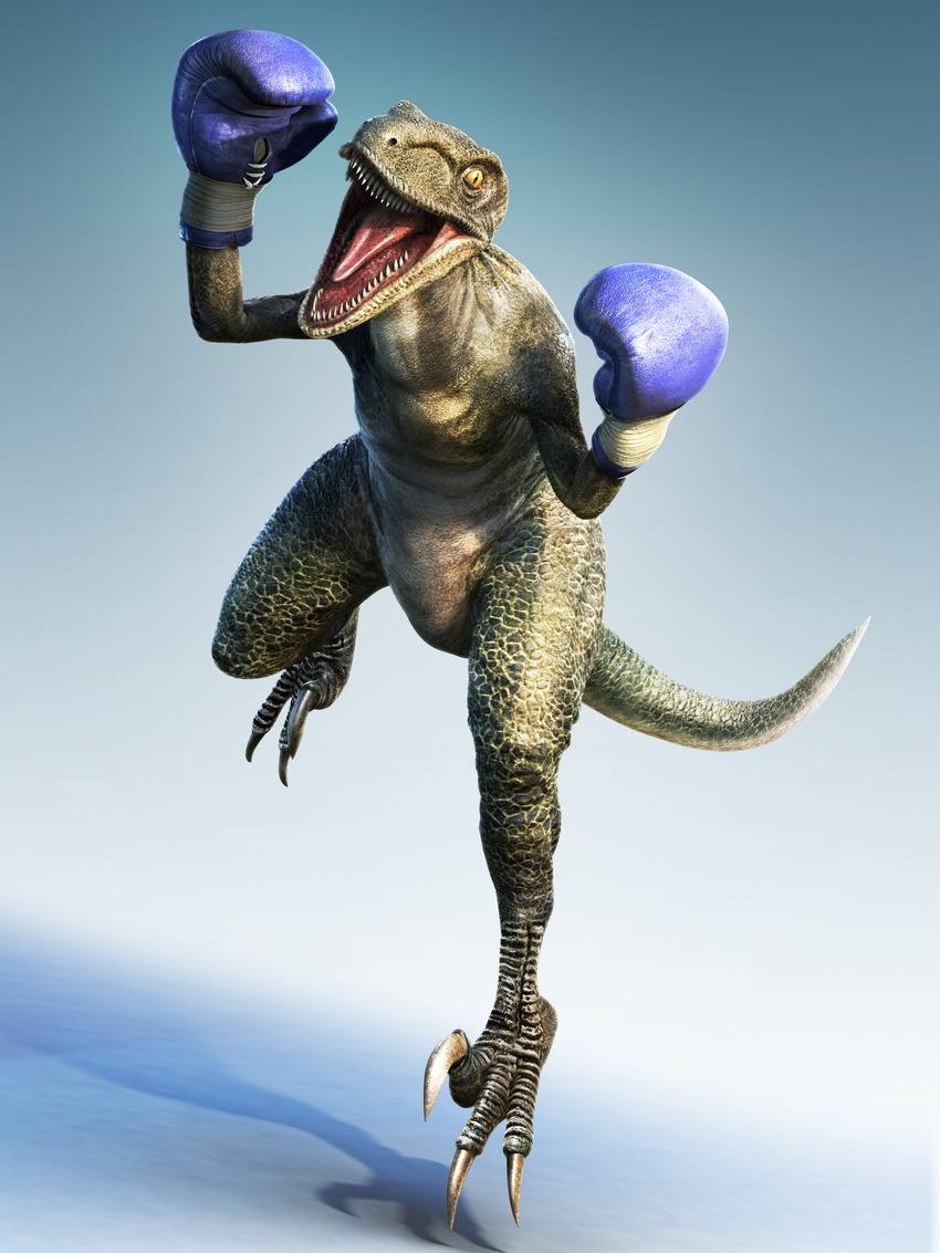 absurdres alex_(tekken) boxing_gloves dinosaur gloves highres namco open_mouth tail teeth tekken tekken_tag_tournament_2